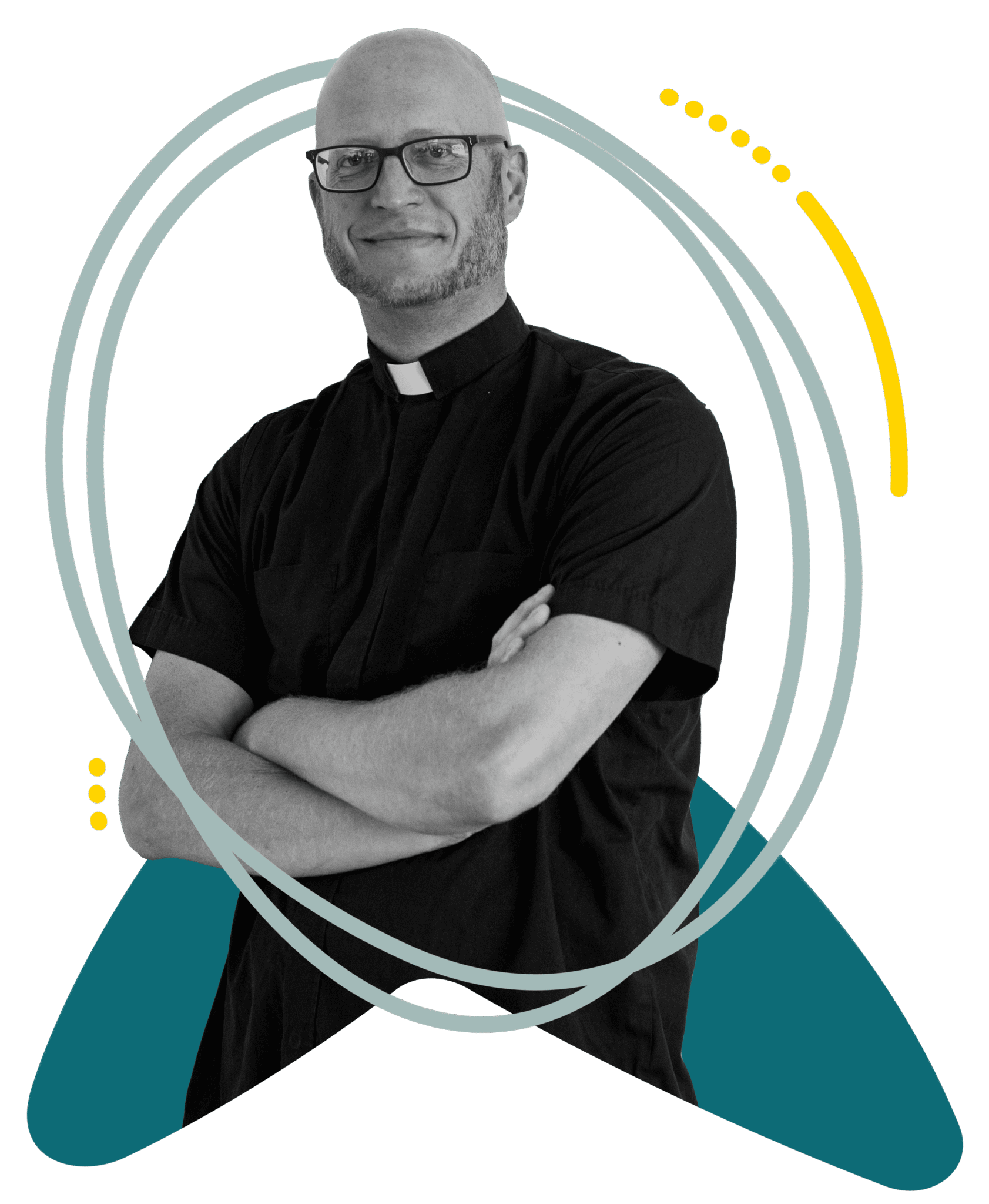 Photo cutout of a priest.